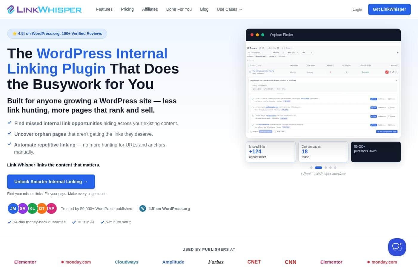 Link Whisper pricing page screenshot