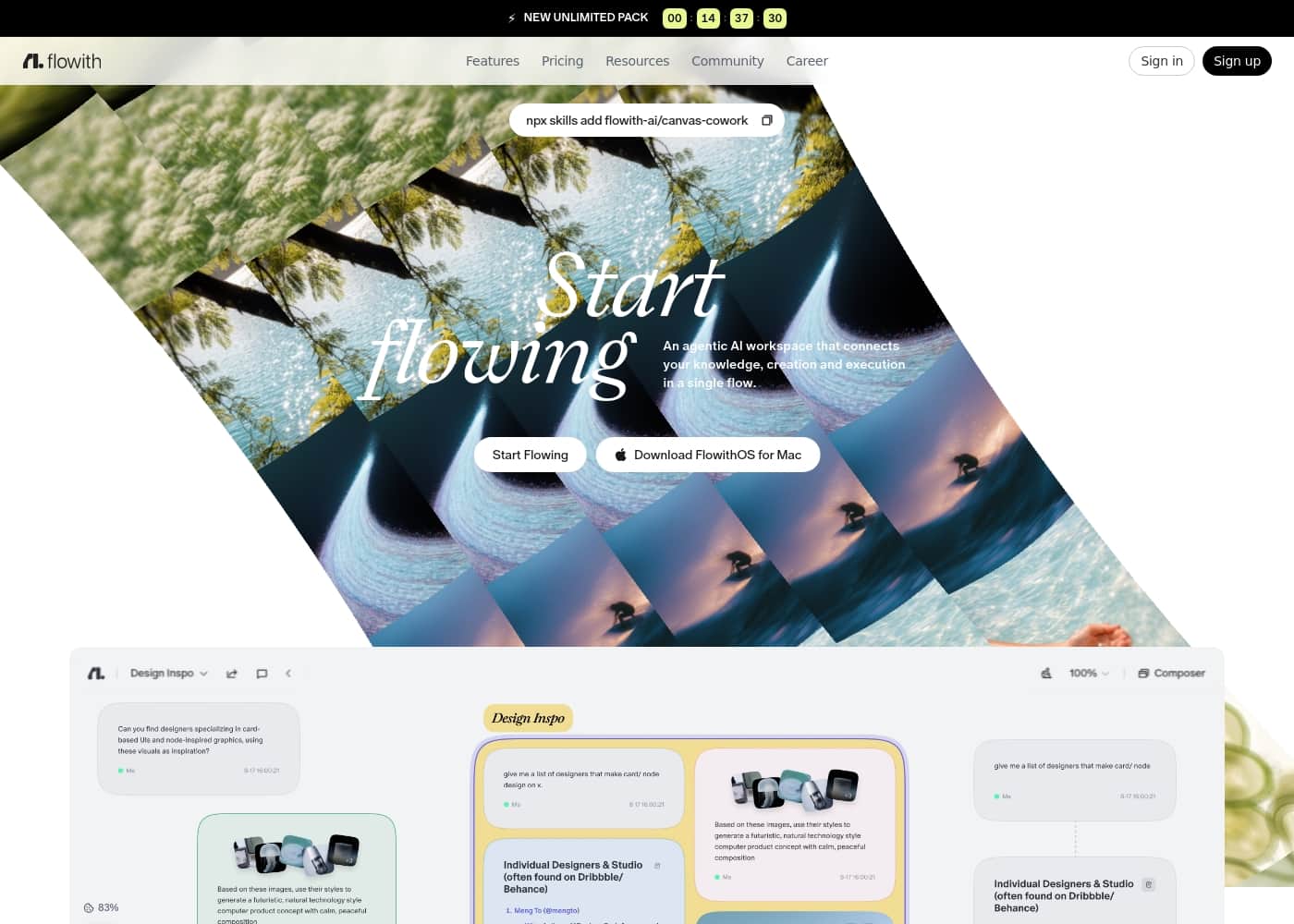 Flowith homepage screenshot