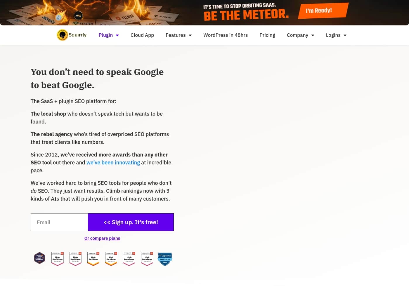 Squirrly SEO homepage screenshot