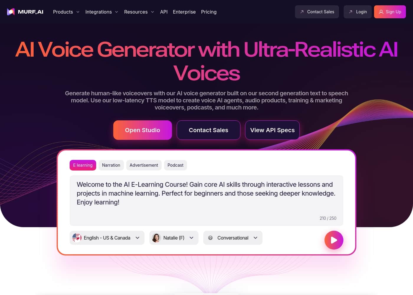 Murf AI homepage screenshot