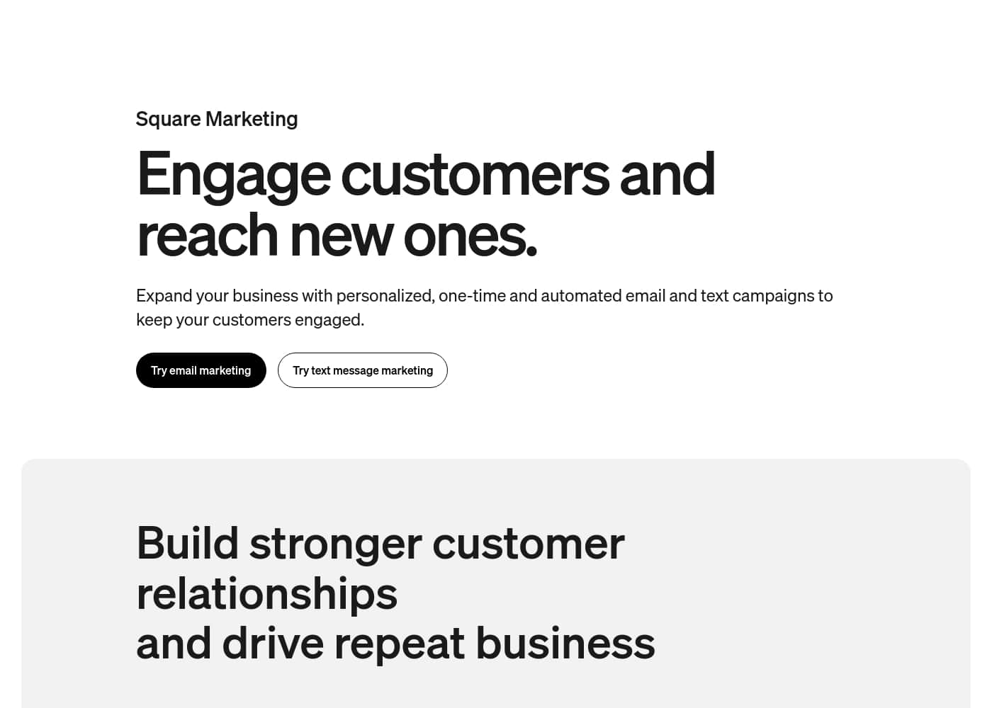Square Marketing ana sayfa ekran görüntüsü
