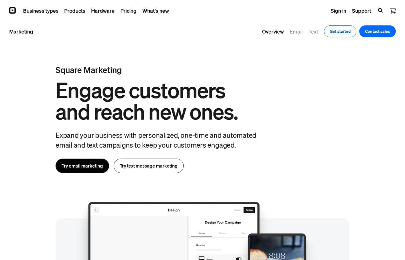 Square Marketing homepage screenshot