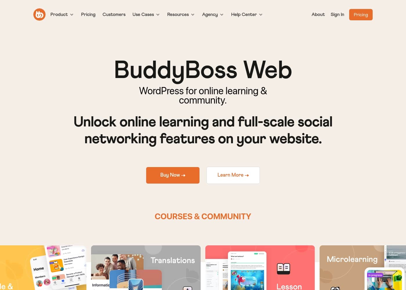 ภาพหน้าจอหลักของ BuddyBoss