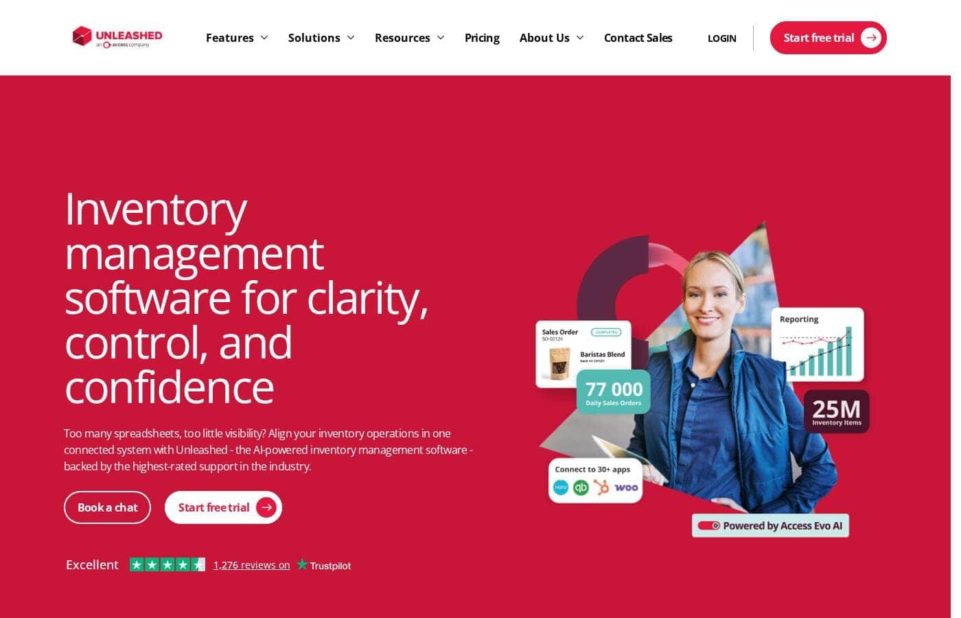 Unleashed Software by The Access Group homepage screenshot