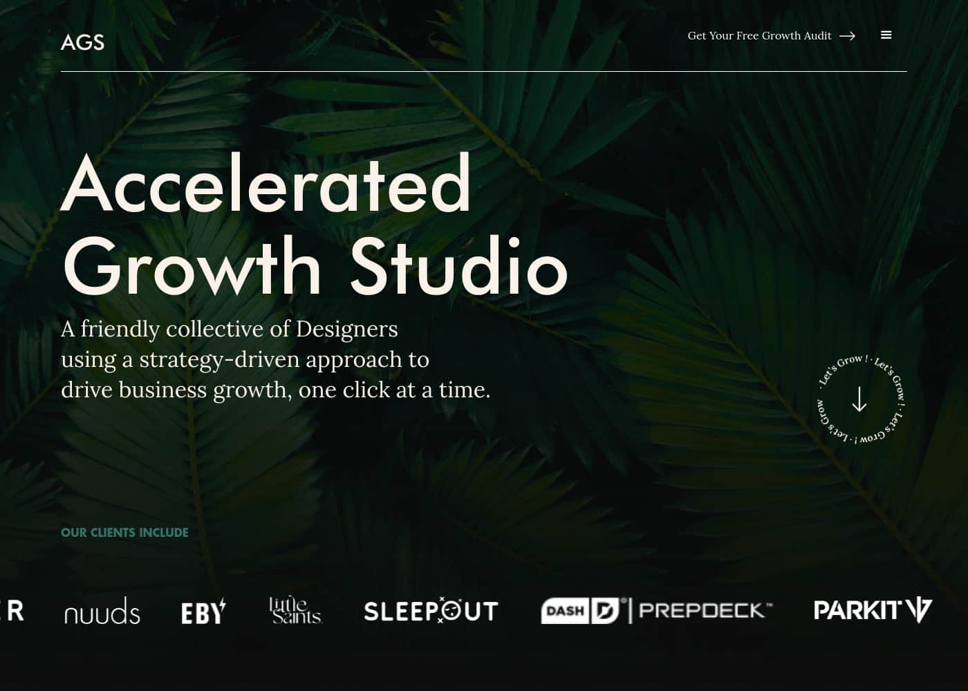 Accelerated Growth Studio 홈페이지 스크린샷