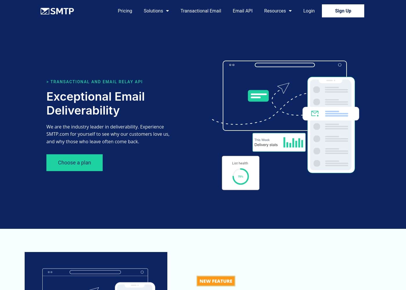 SMTP.com homepage screenshot