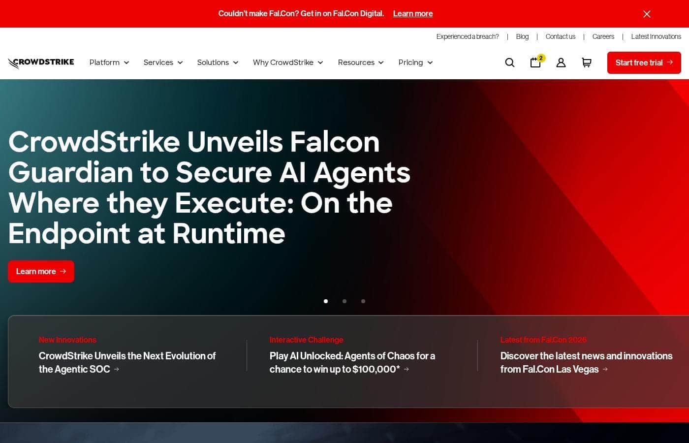 CrowdStrike homepage screenshot
