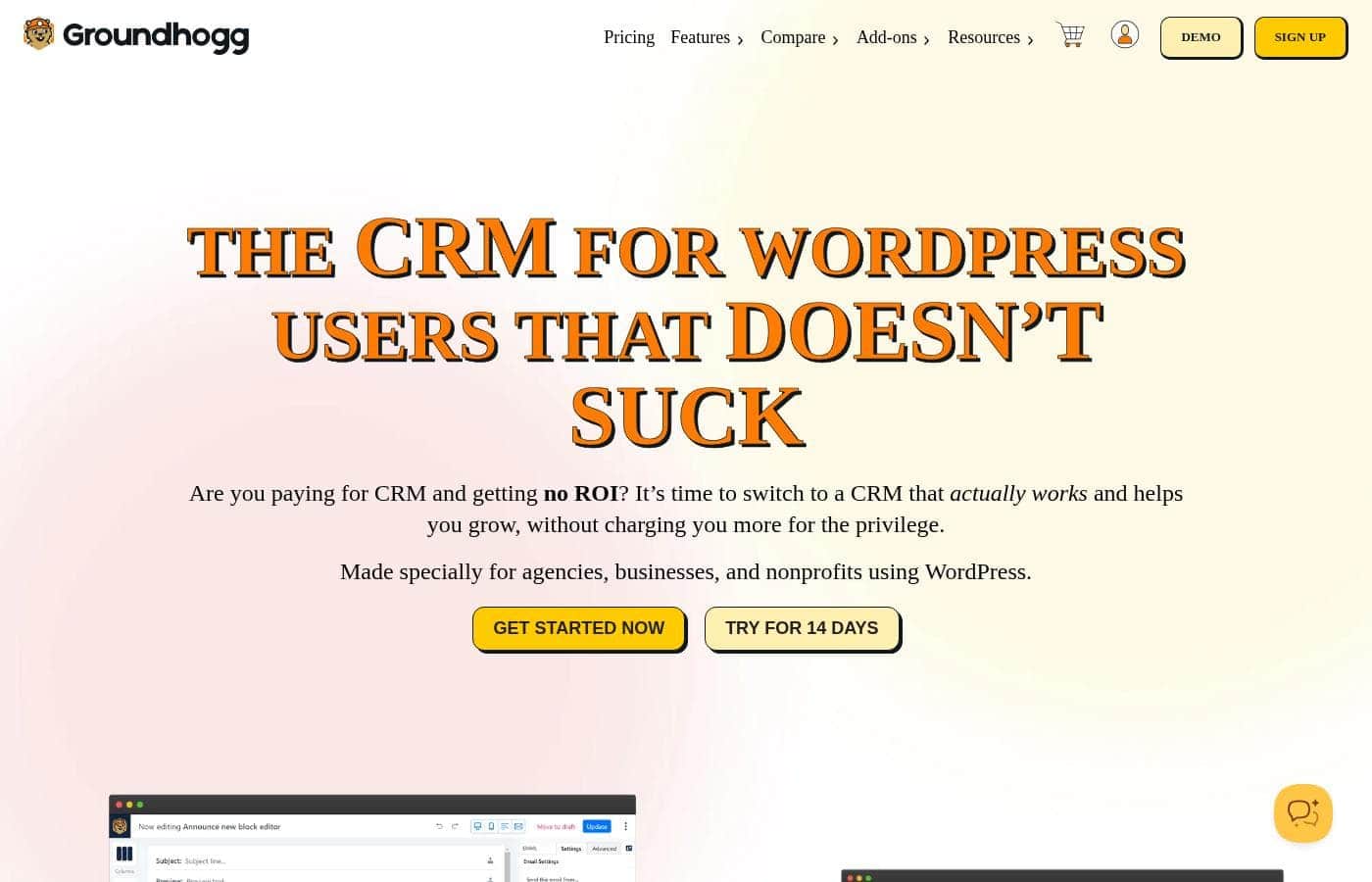 Groundhogg homepage screenshot
