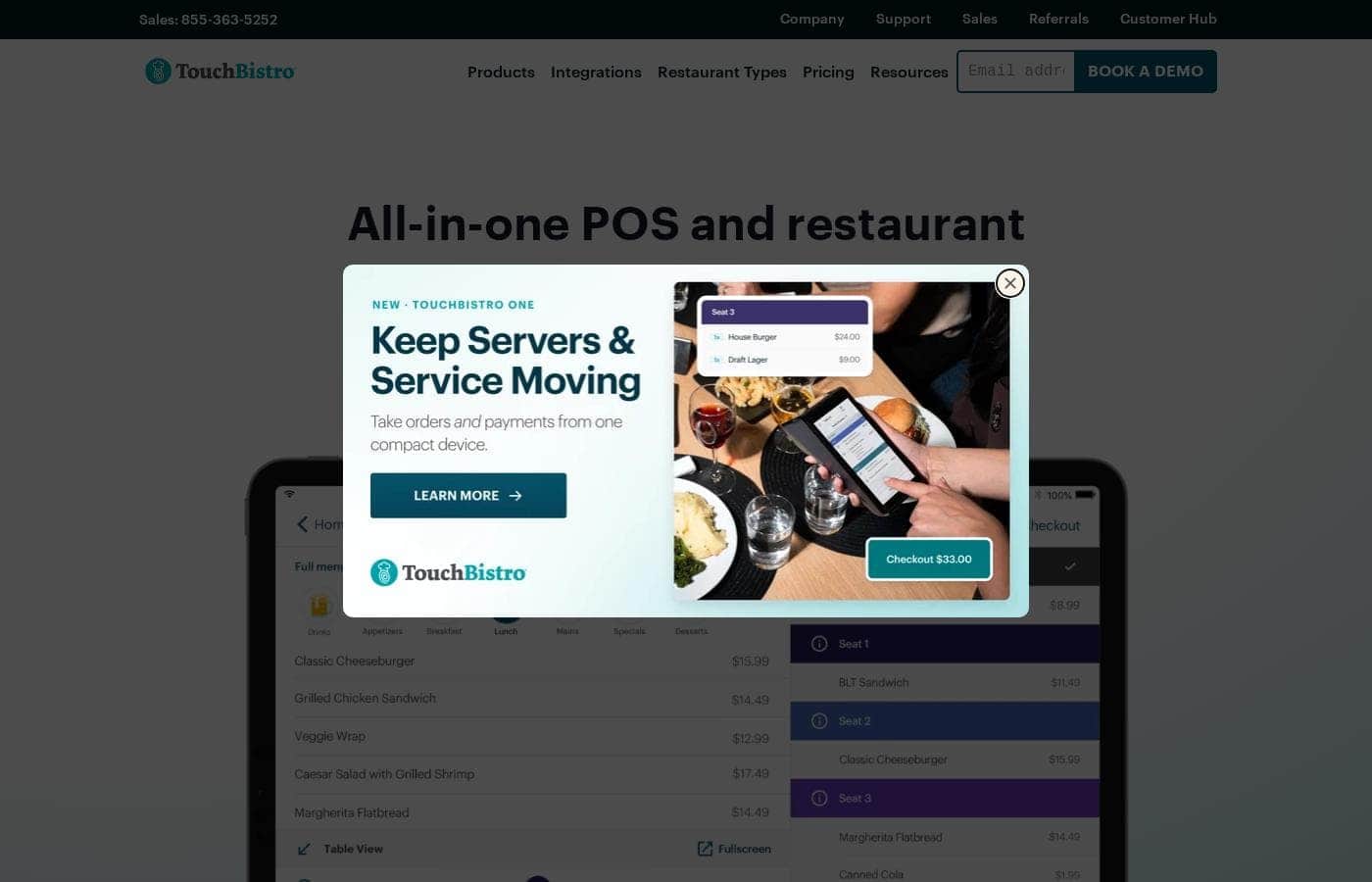 TouchBistro homepage screenshot
