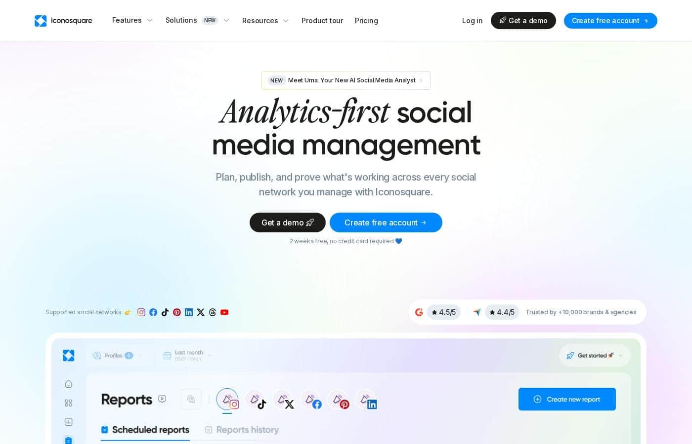Screenshot della homepage di Iconosquare