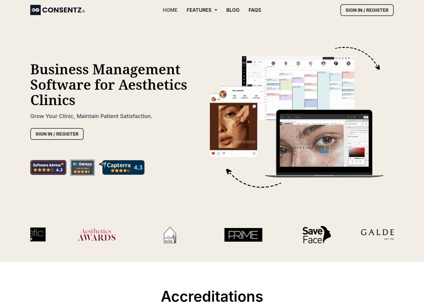 Consentz homepage screenshot