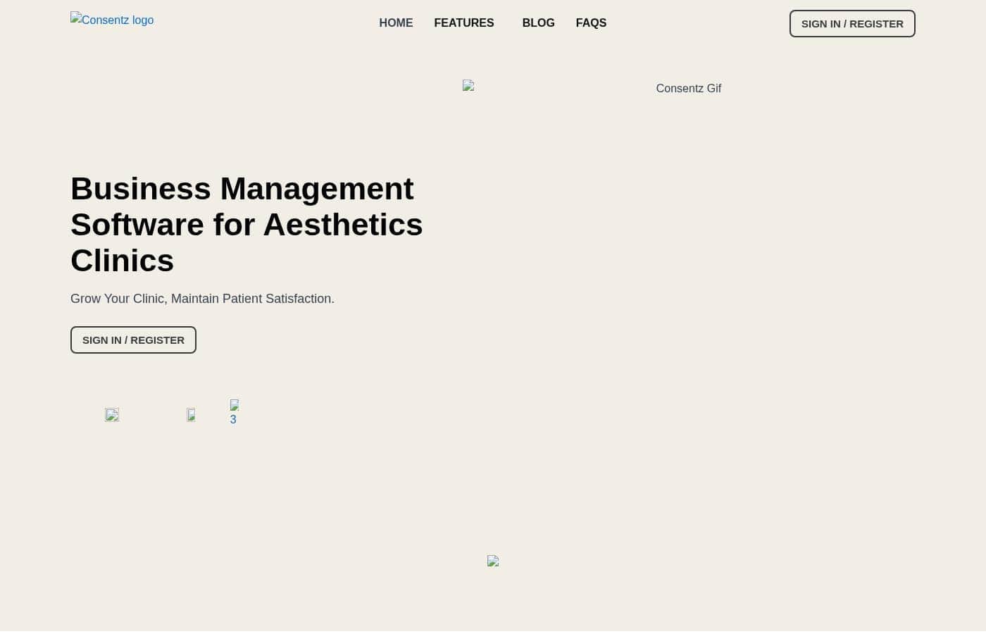 Consentz homepage screenshot
