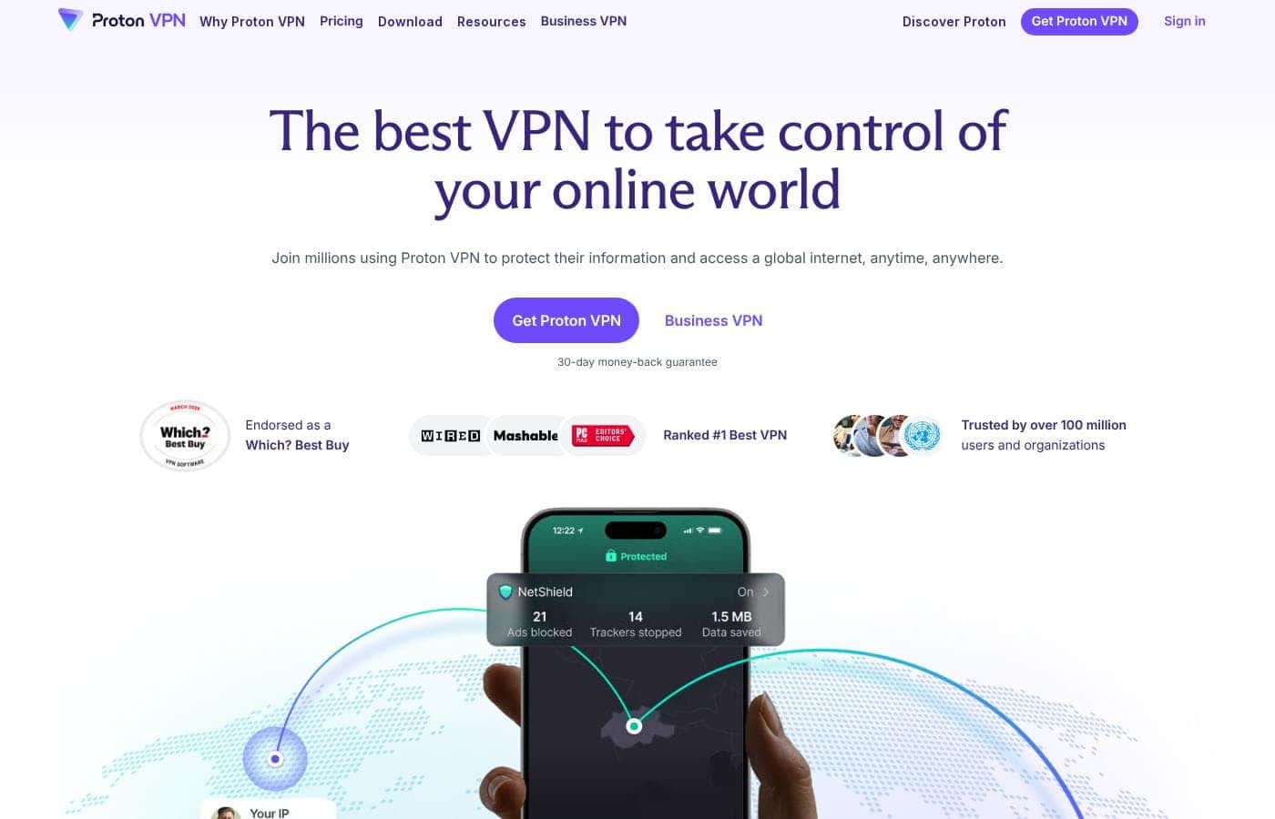 Proton VPN homepage screenshot