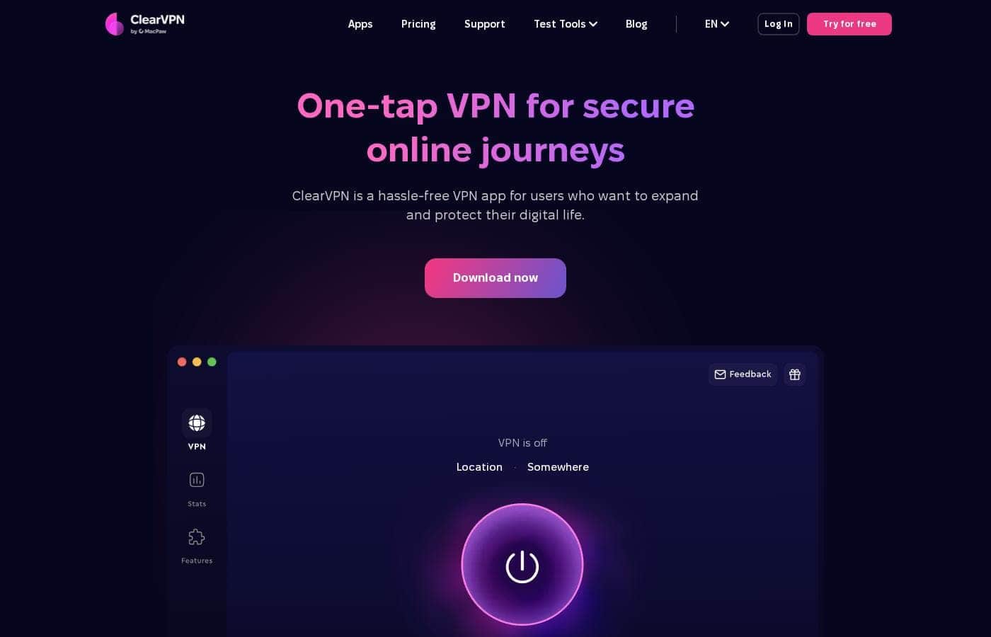 ClearVPN homepage screenshot