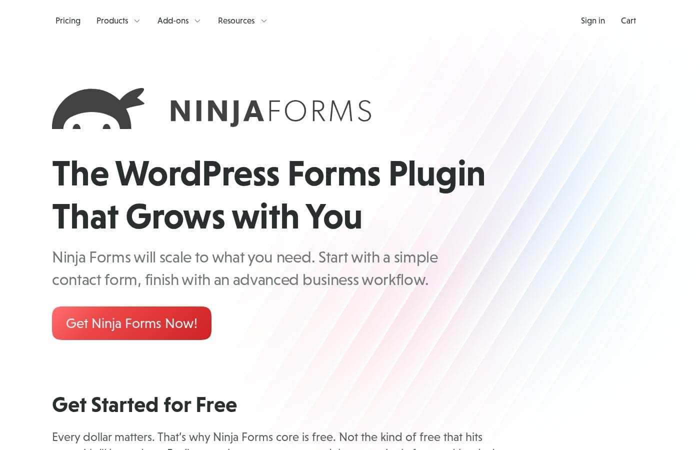 Ninja Forms homepage screenshot