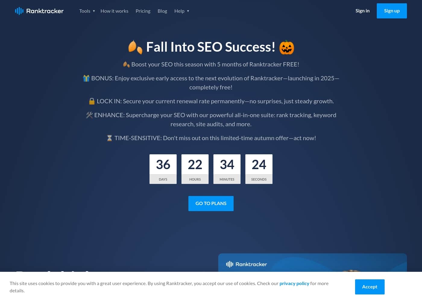 RankTracker homepage screenshot