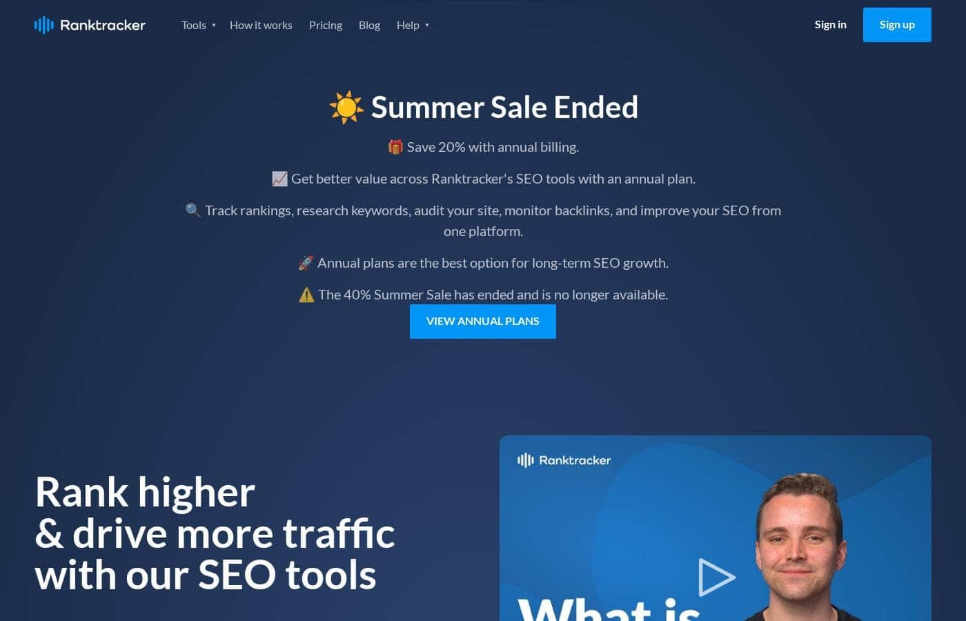 RankTracker homepage screenshot