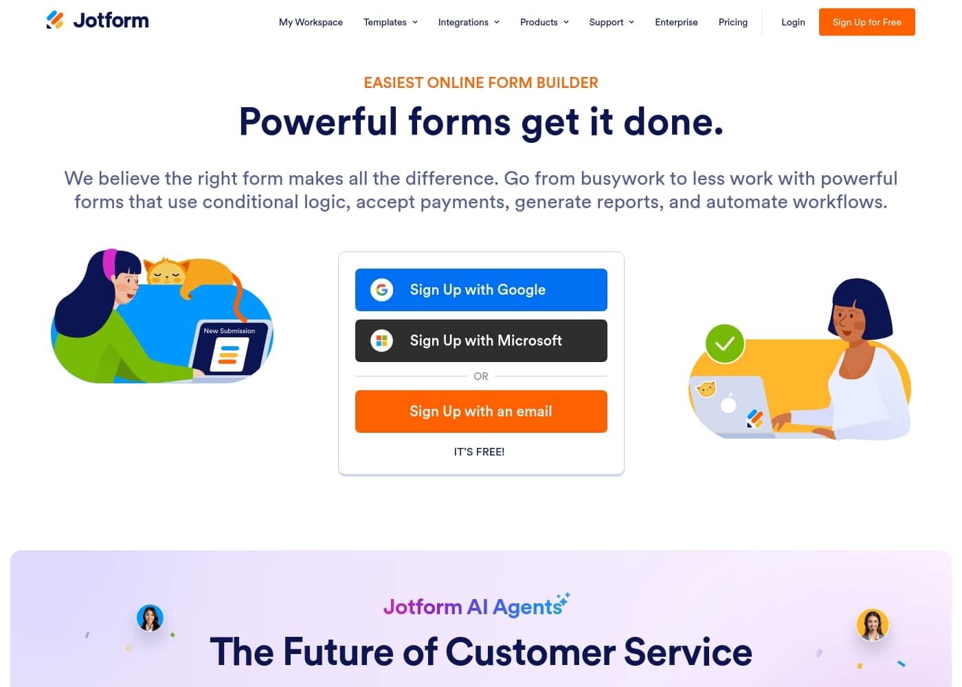 Jotform 홈페이지 스크린샷