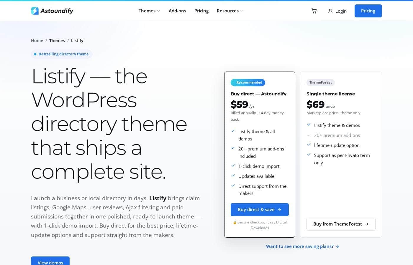 Listify homepage screenshot