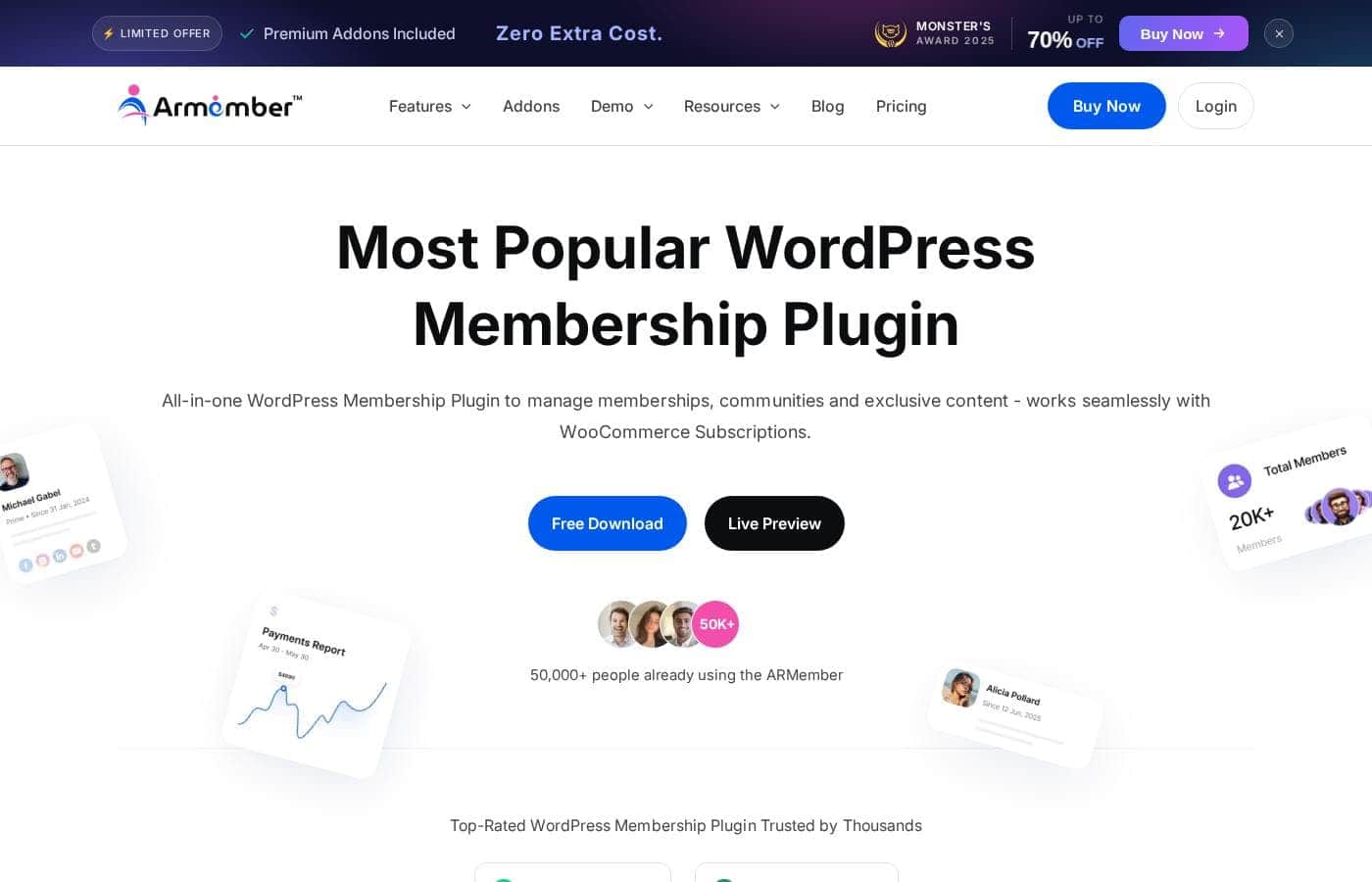 ARMember homepage screenshot