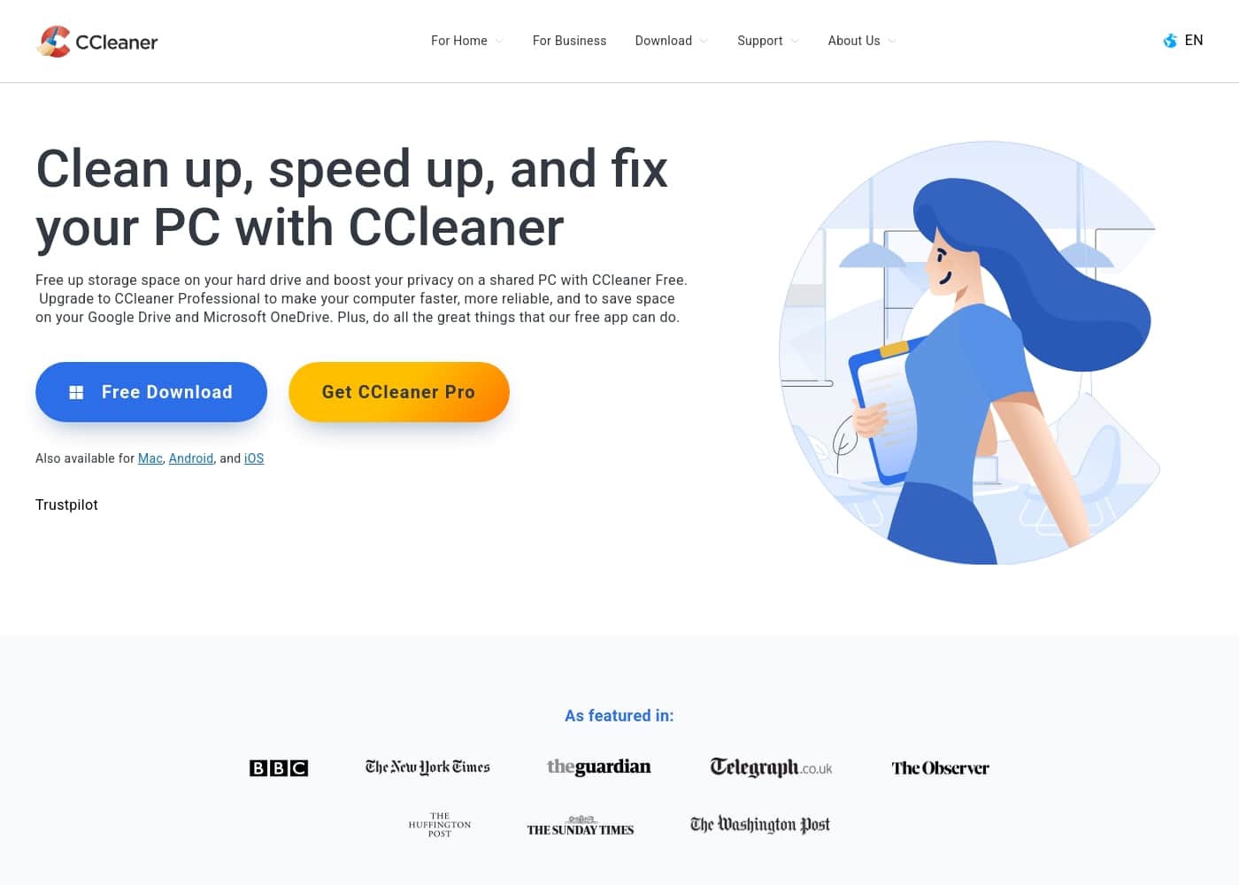 Скриншот главной страницы CCleaner
