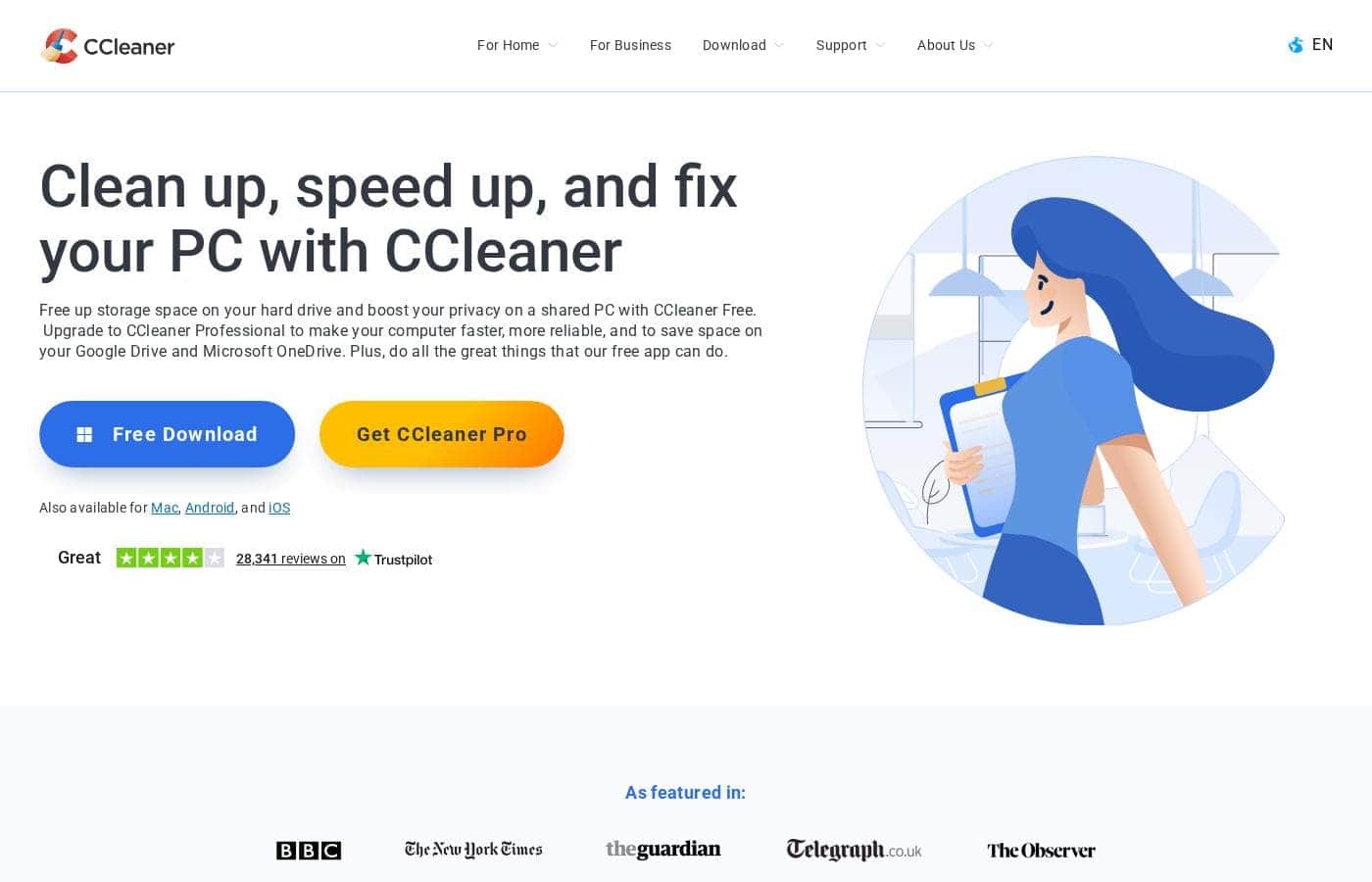 CCleaner homepage screenshot