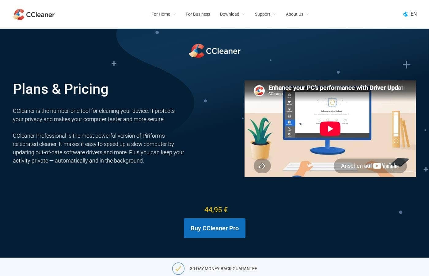 CCleaner pricing page screenshot