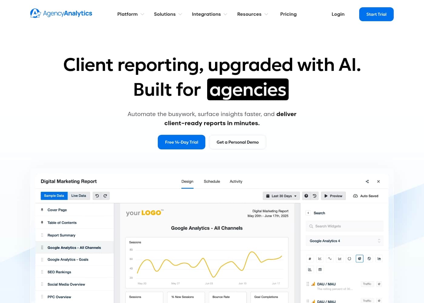 AgencyAnalytics Homepage-Screenshot