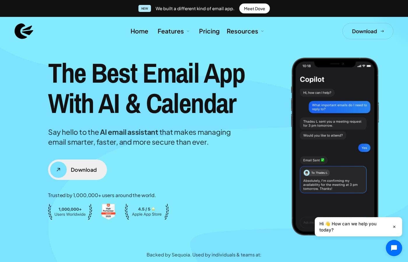 Canary Mail homepage screenshot