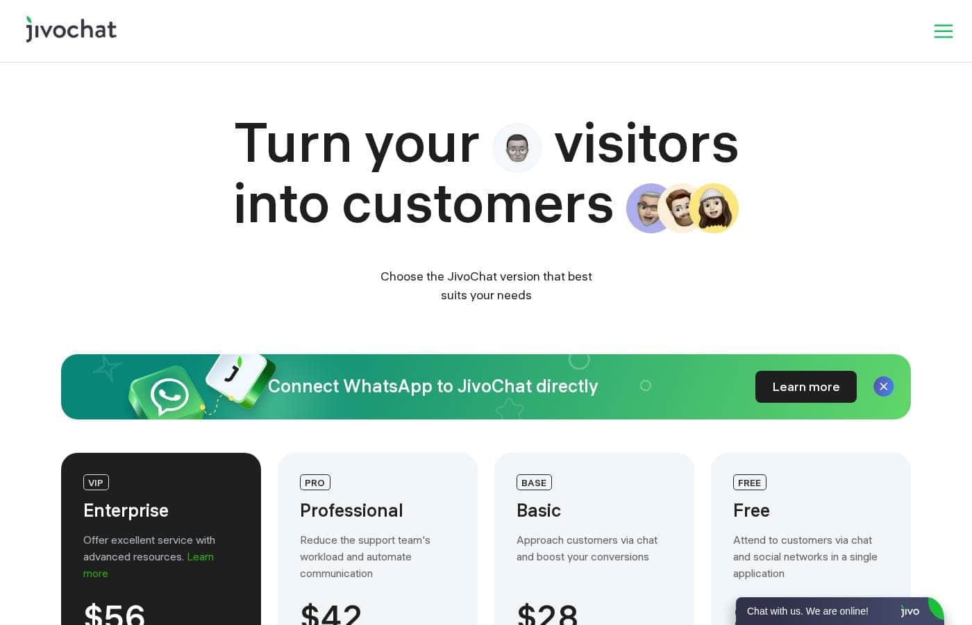 JivoChat pricing page screenshot