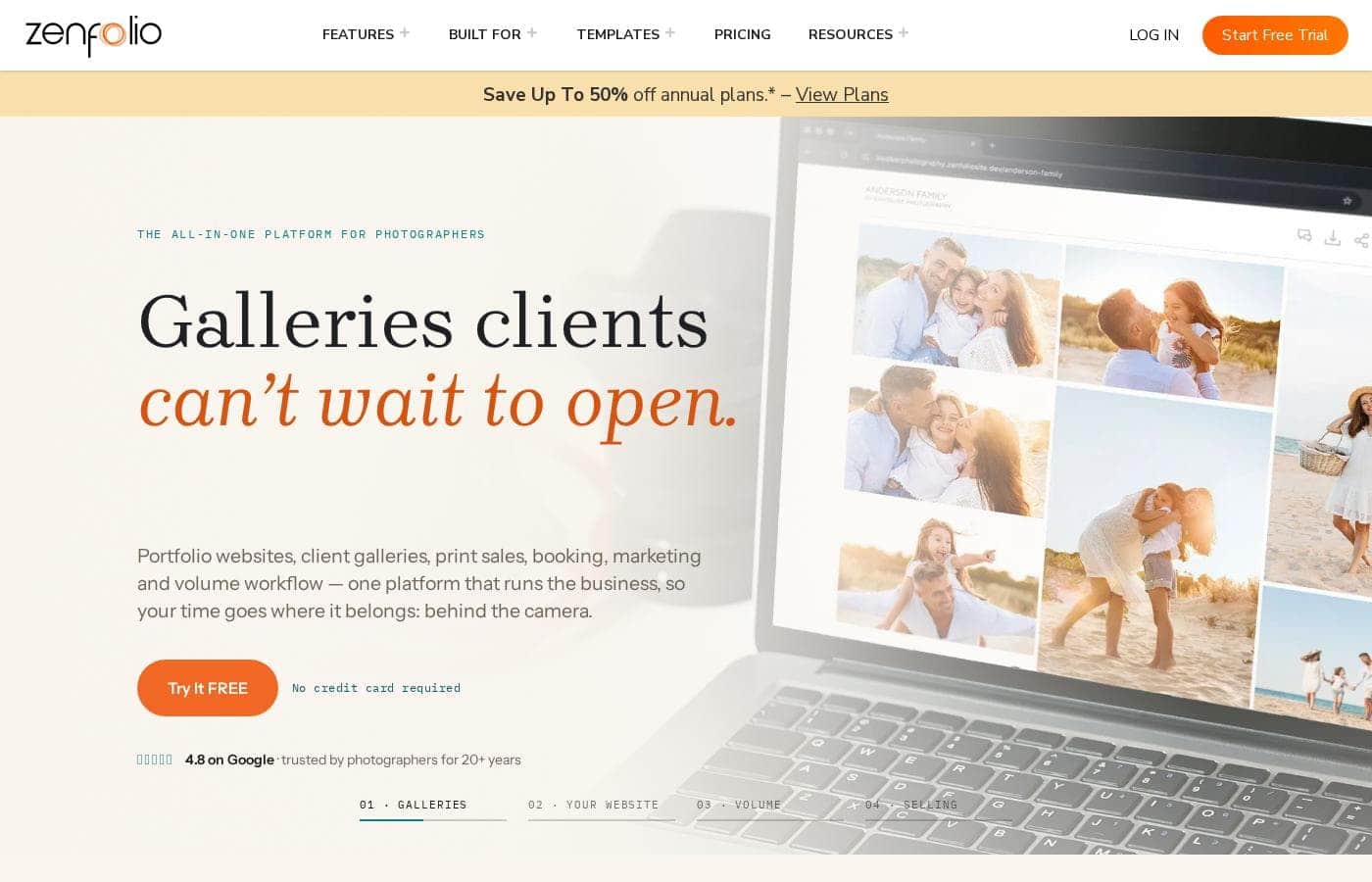 Zenfolio homepage screenshot