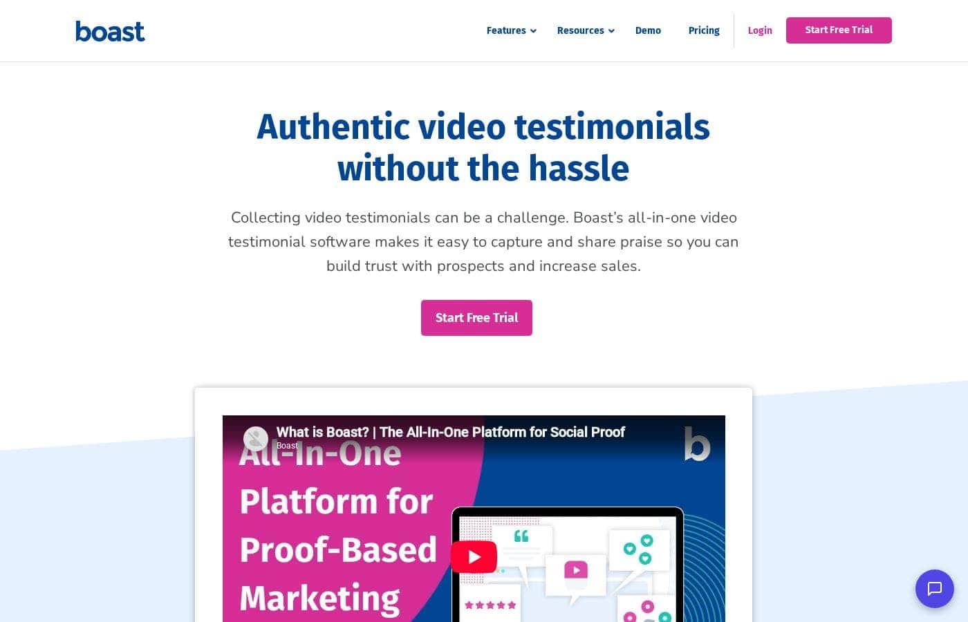Boast homepage screenshot
