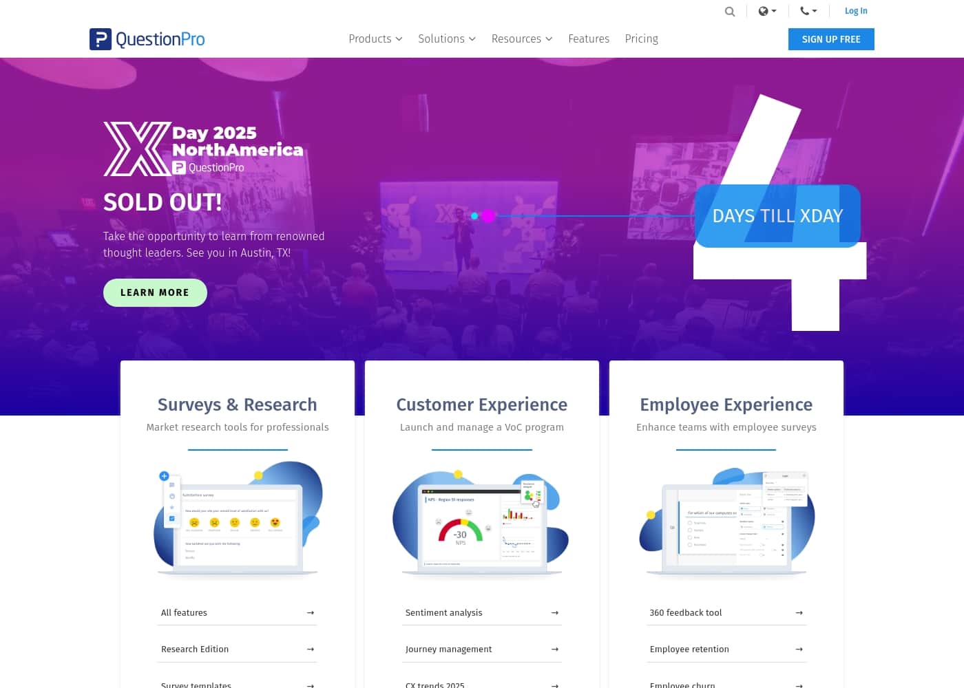 ภาพหน้าจอหลักของ QuestionPro