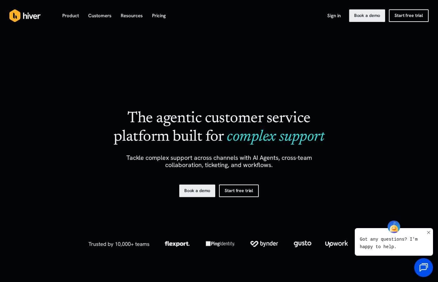 Hiver homepage screenshot