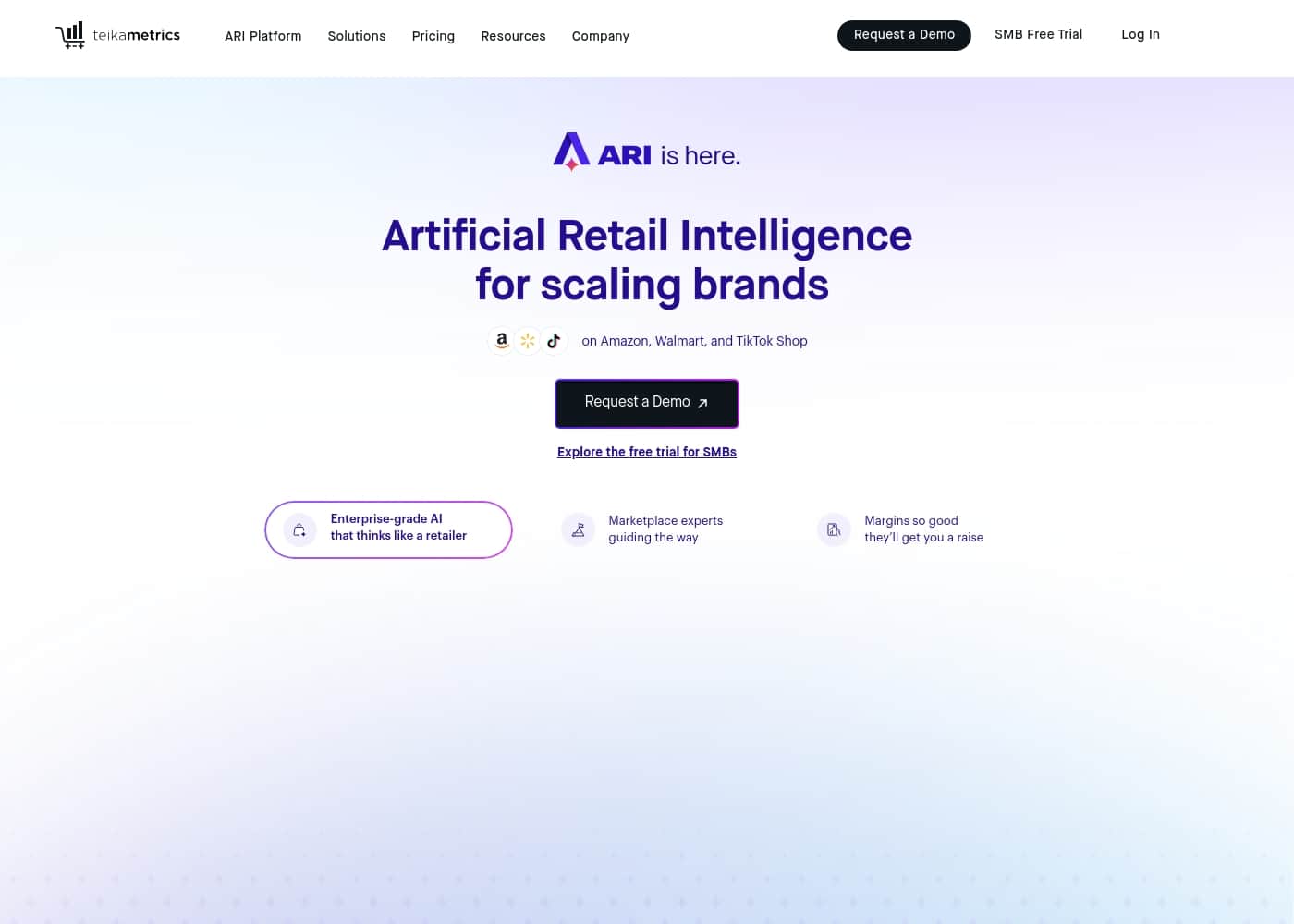 Teikametrics homepage screenshot
