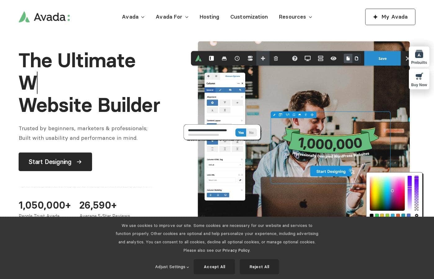 Avada homepage screenshot