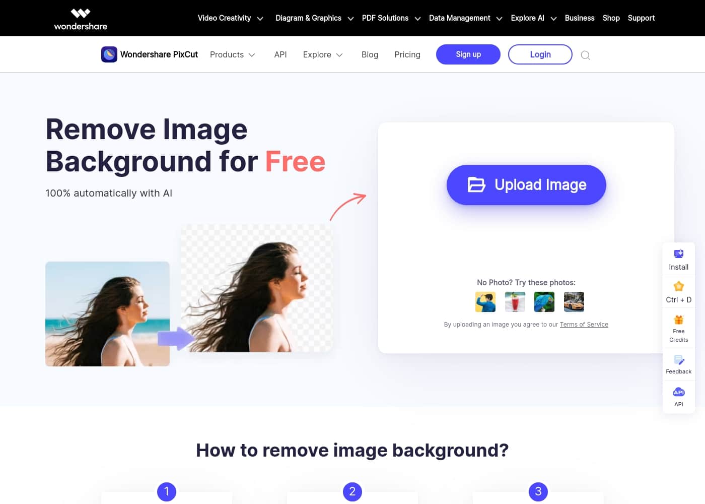 PixCut homepage screenshot