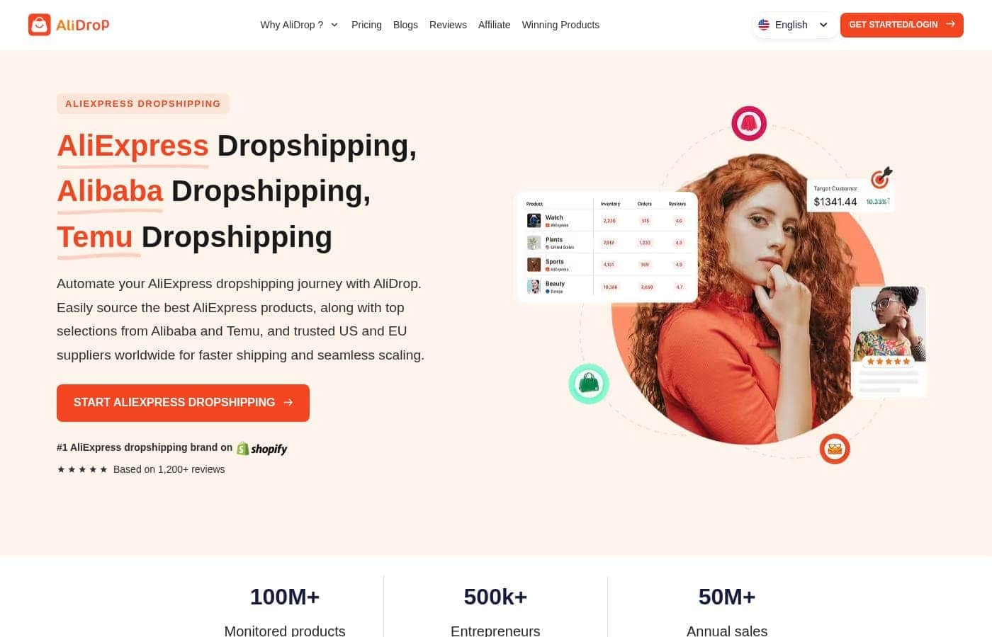 Alidrop homepage screenshot