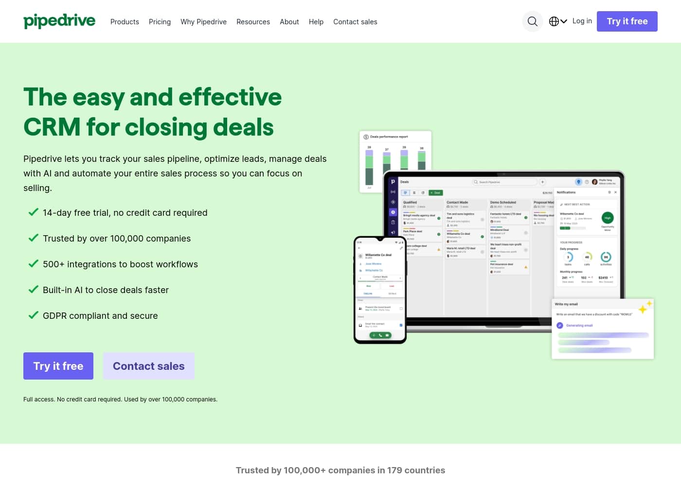 Pipedrive首页截图