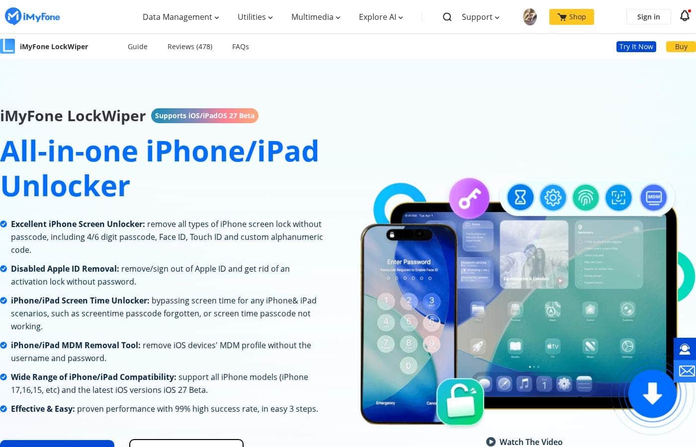 iMyFone LockWiper homepage screenshot