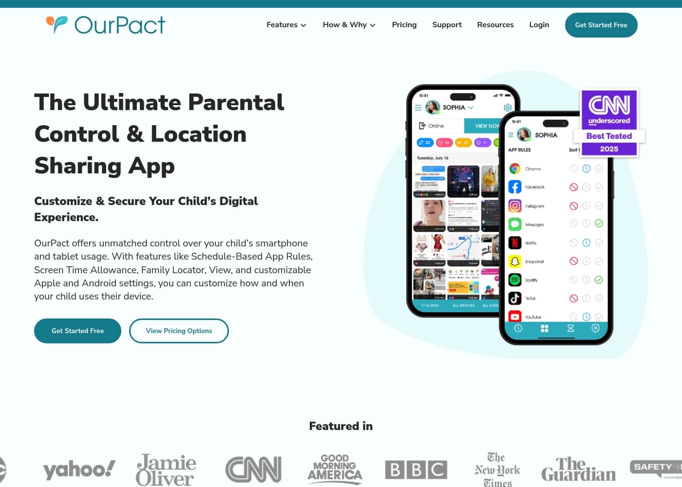 OurPact homepage screenshot