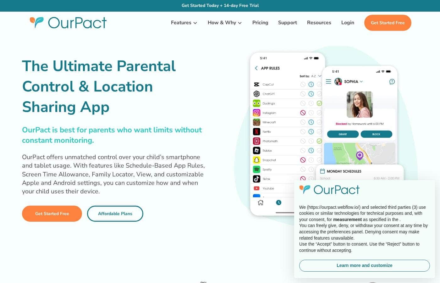 OurPact homepage screenshot