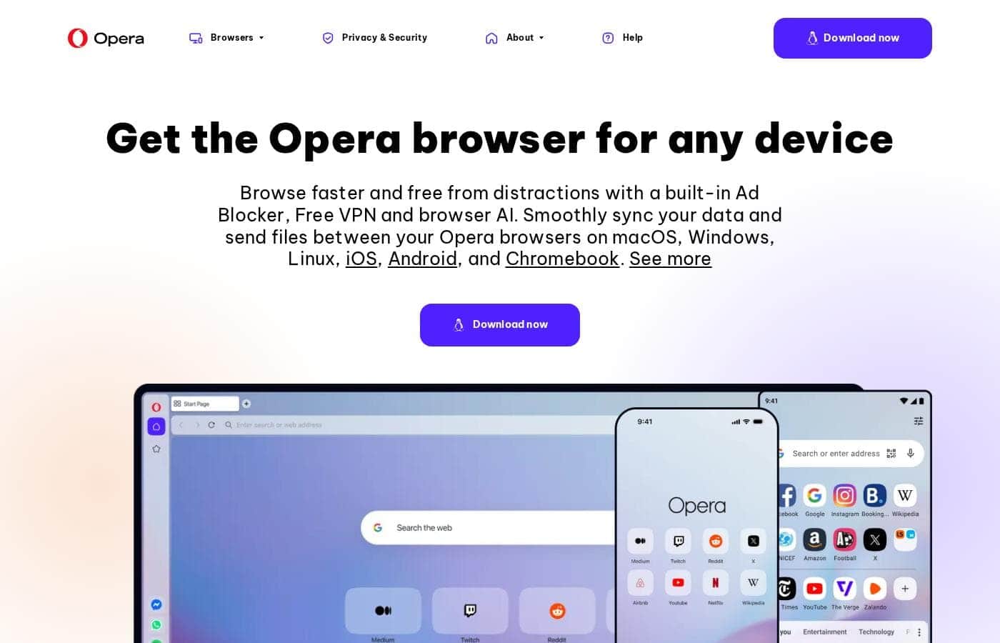 ภาพหน้าจอหน้าราคาของ Opera