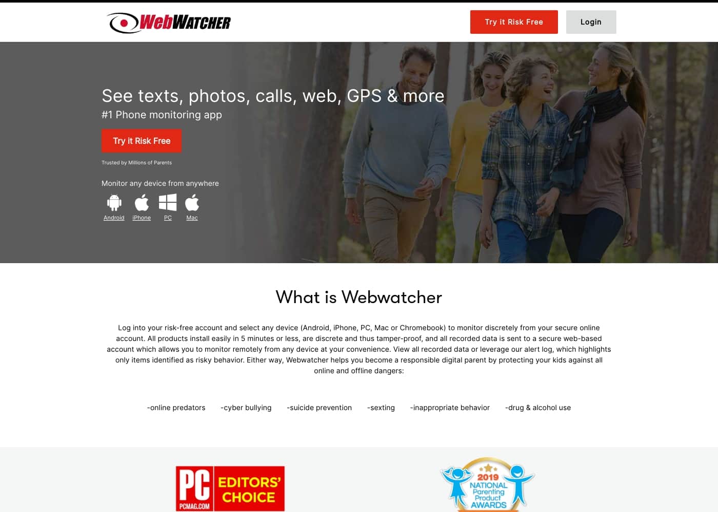 Webwatcher homepage screenshot