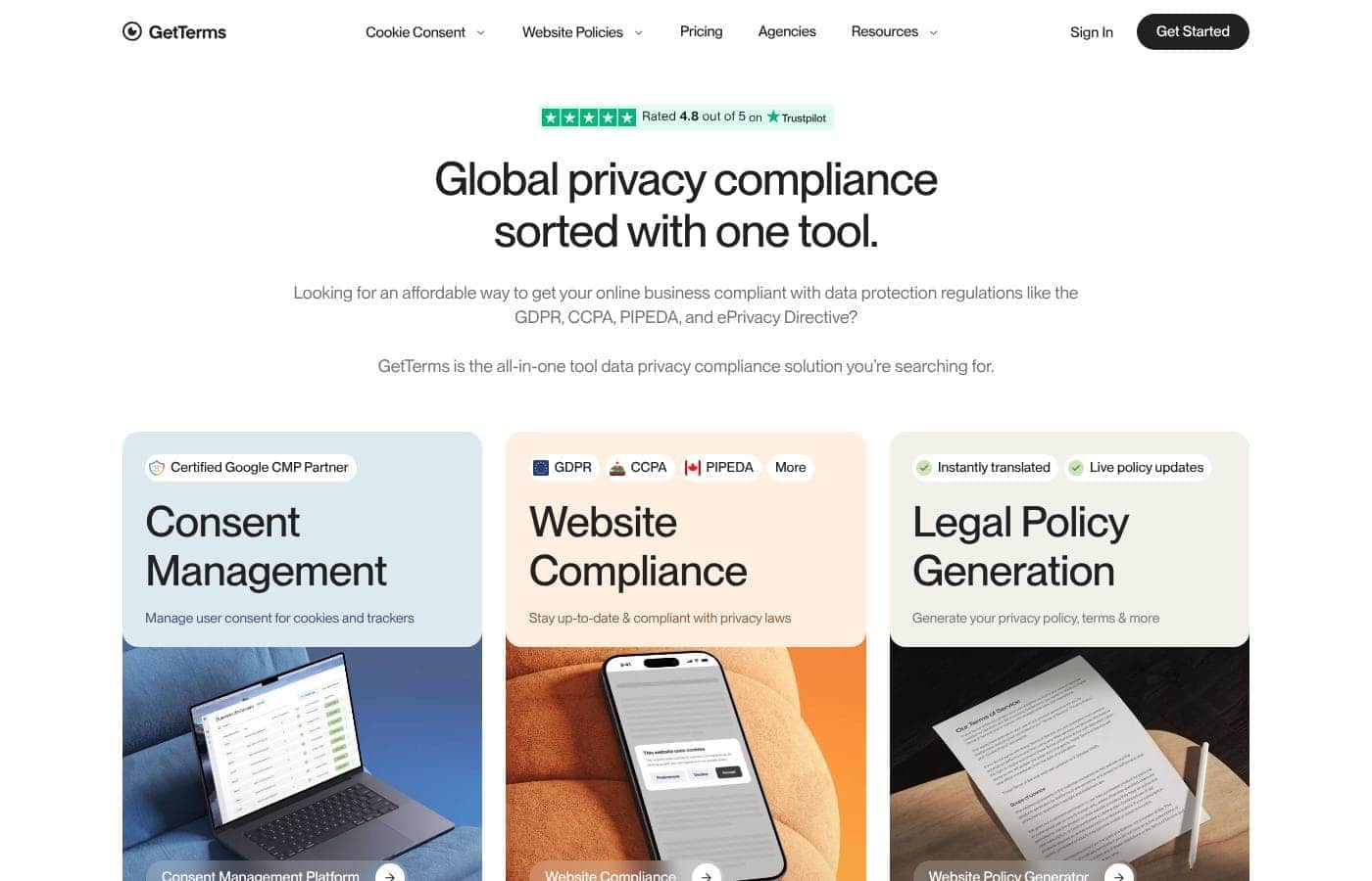 GetTerms homepage screenshot