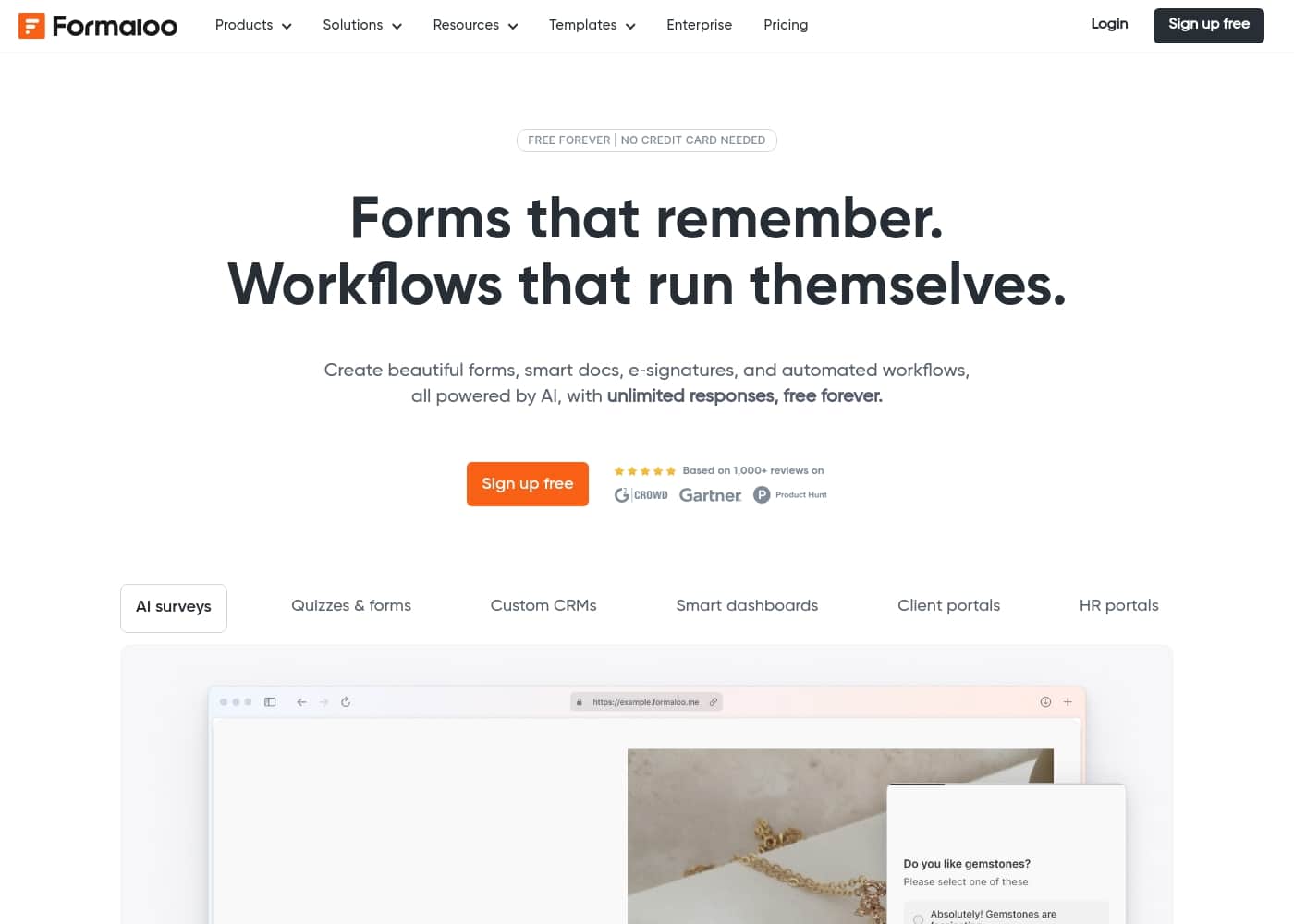Formaloo homepage screenshot