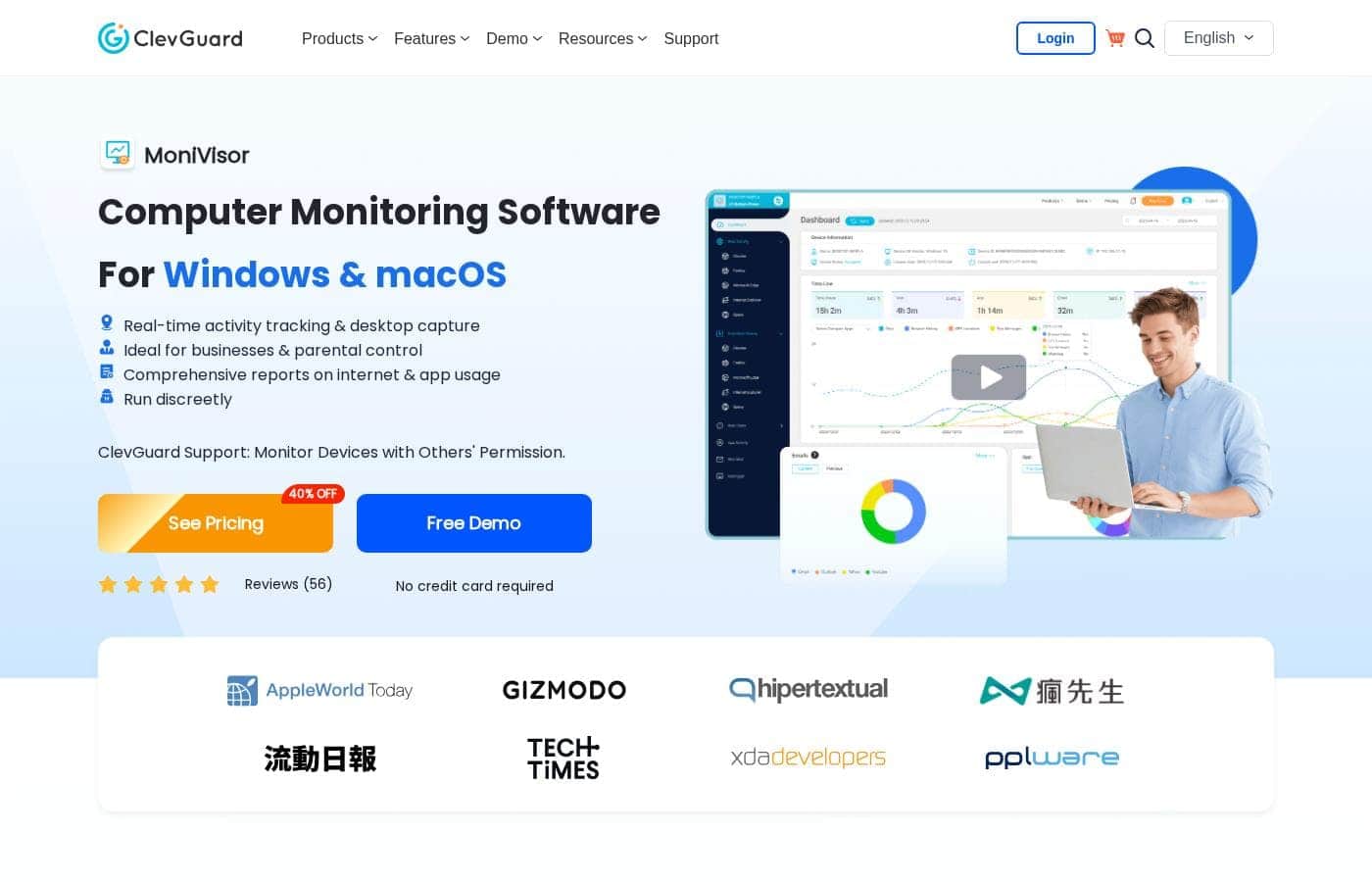 MoniVisor homepage screenshot