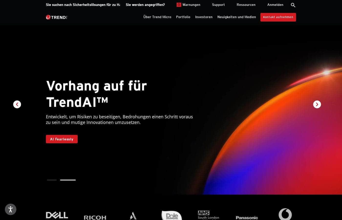 Trend Micro homepage screenshot