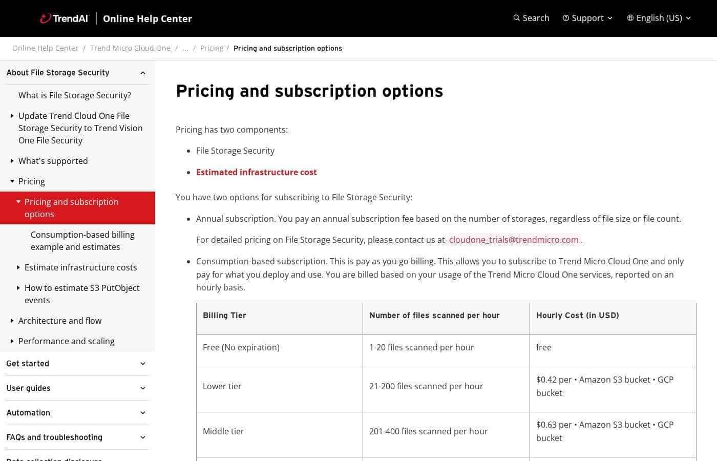 Trend Micro pricing page screenshot