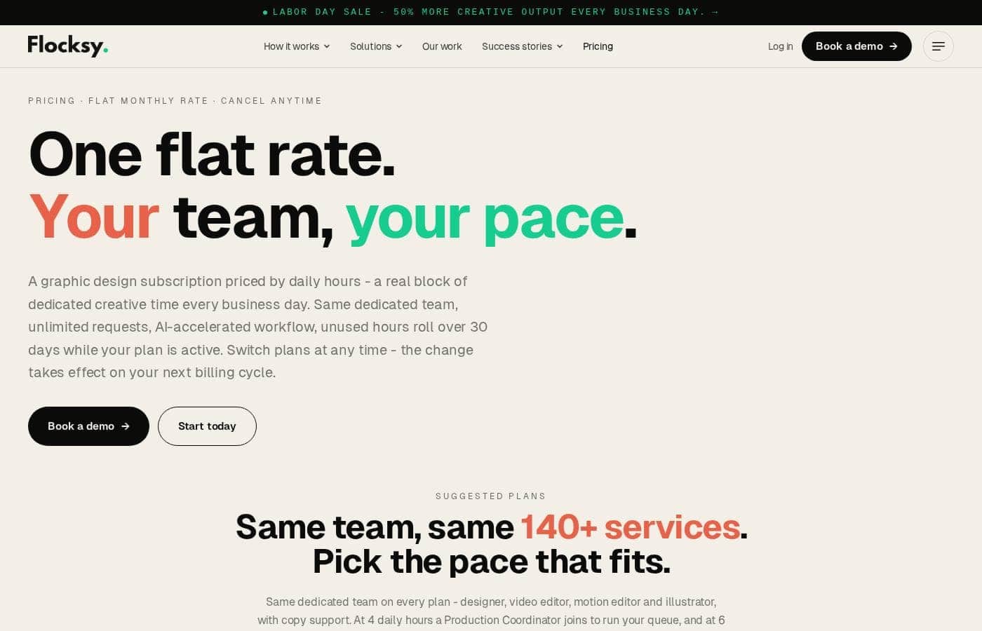 Flocksy pricing page screenshot